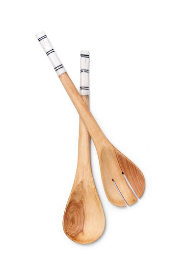 Hand-Carved Salad Serving Spoons (Set of 2)